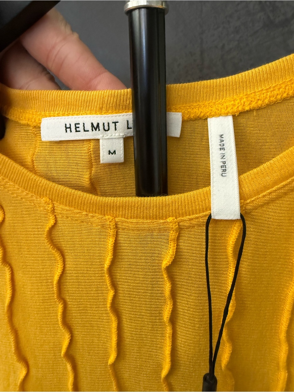 NWT Helmut Lang Yellow Textured Short Sleeve Top - Picture 3 of 4